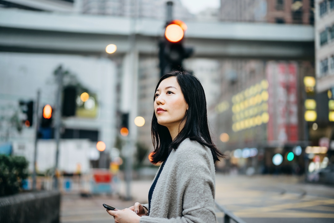 woman walking on a street