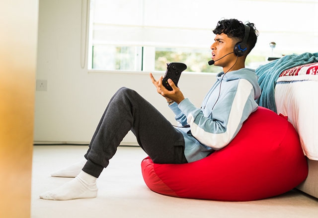 boy playing video games