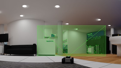 AMR using cameras to sense its location be detecting vertices in the environment