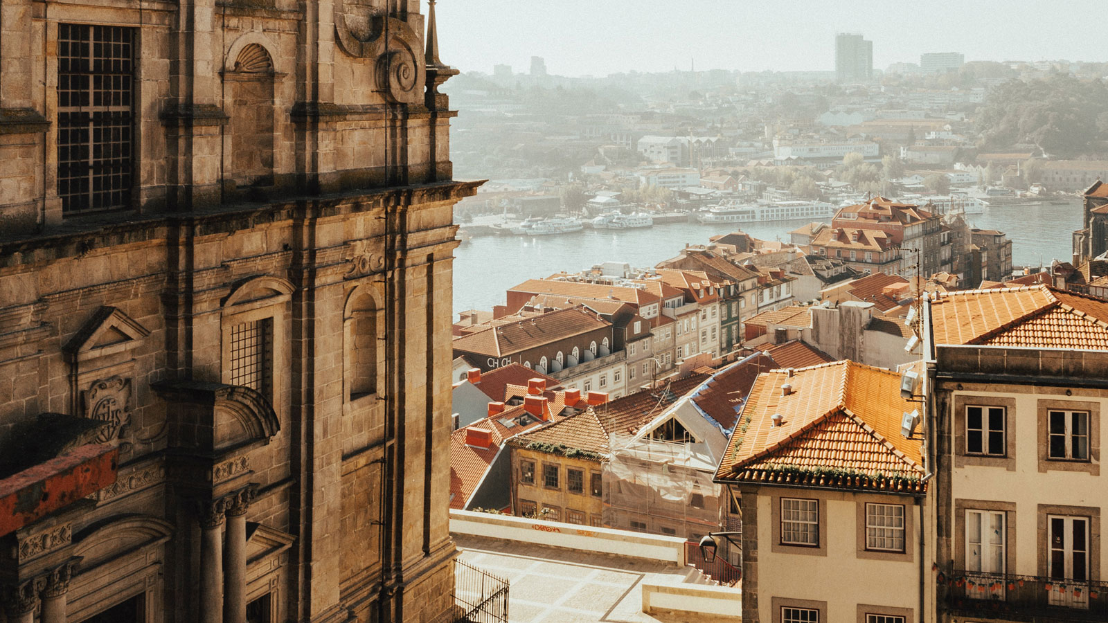 A picturesque view of Porto, Portugal, with a focus on the intricate architecture of an old building.