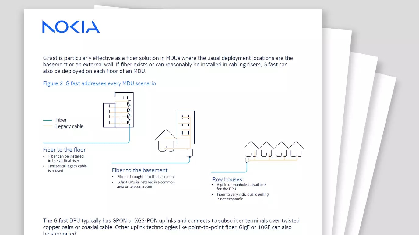 Gigabit fiber broadband in MDUs with G.fast