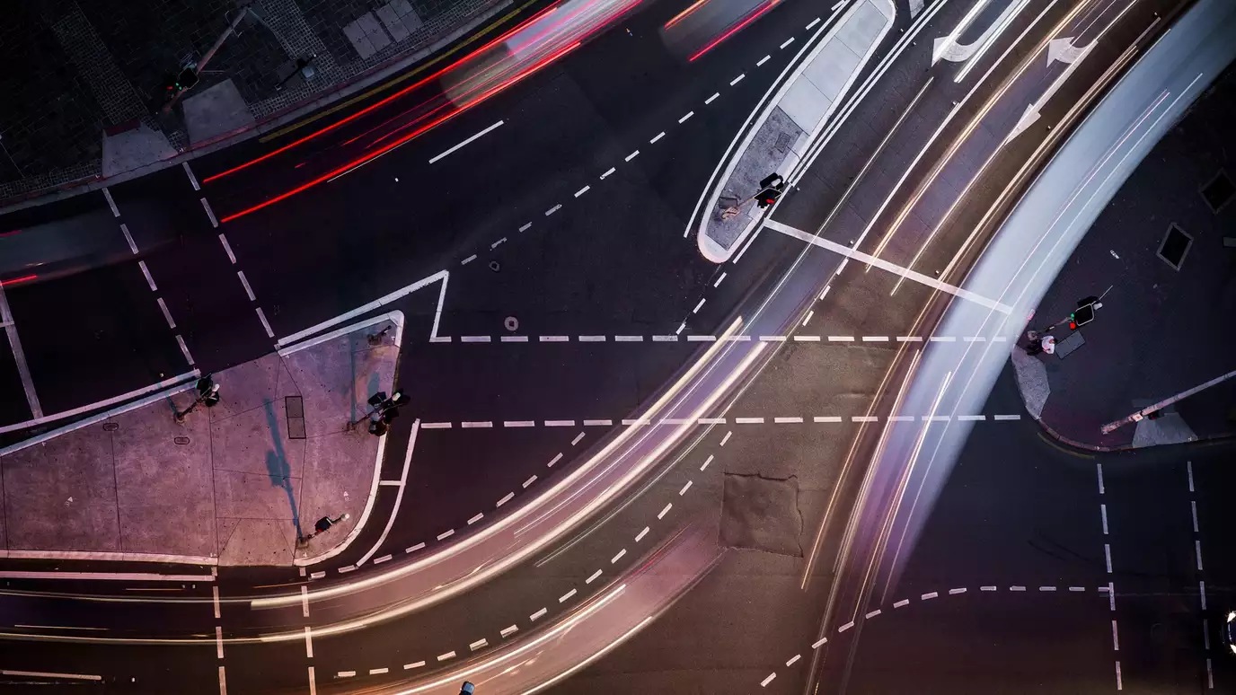 Aerial view of an intersection