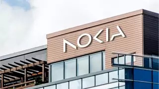 Nokia logo Espoo campus B-roll