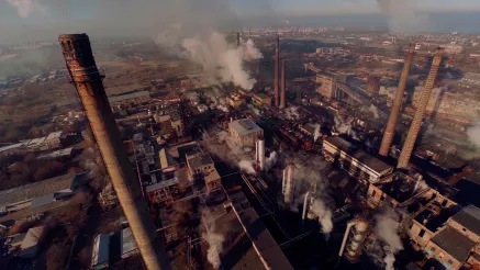 Industrial plant releasing pollution from chimneys
