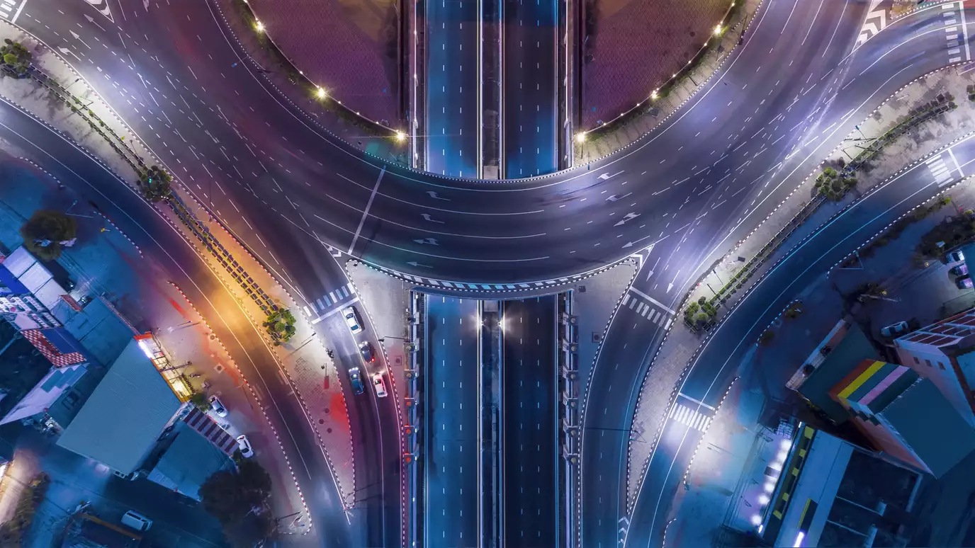 aerial view of roads