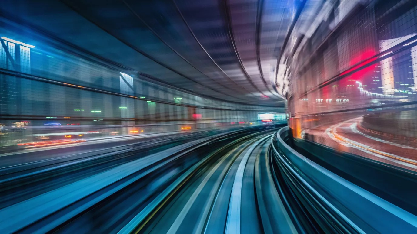 train moving through tunnel