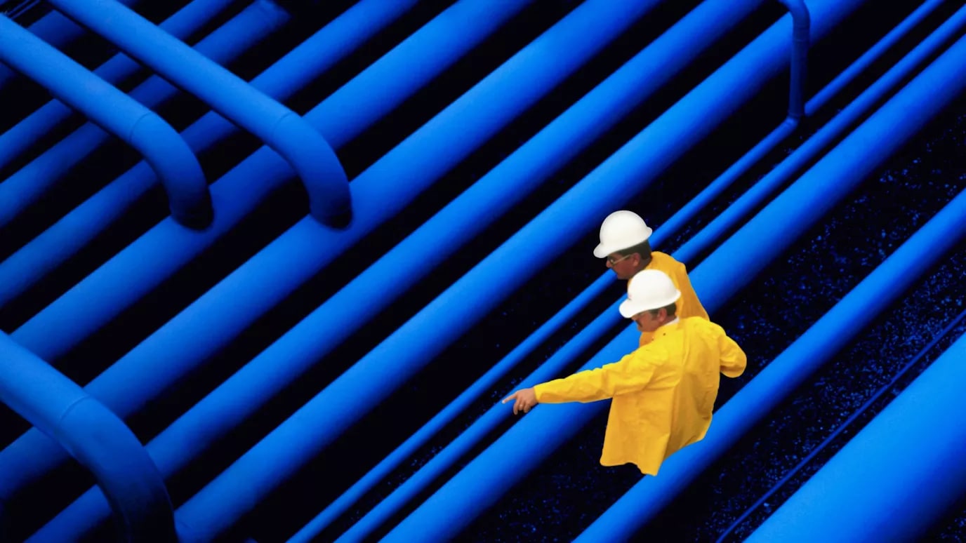 Pipes and workman