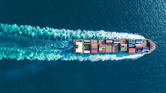Container ship at sea