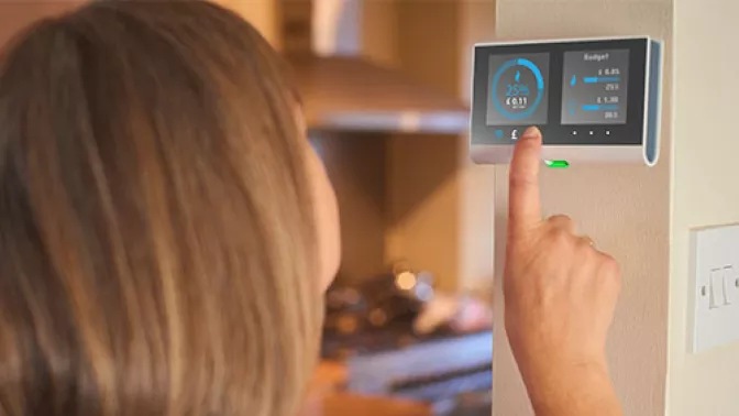 Woman using smart applience