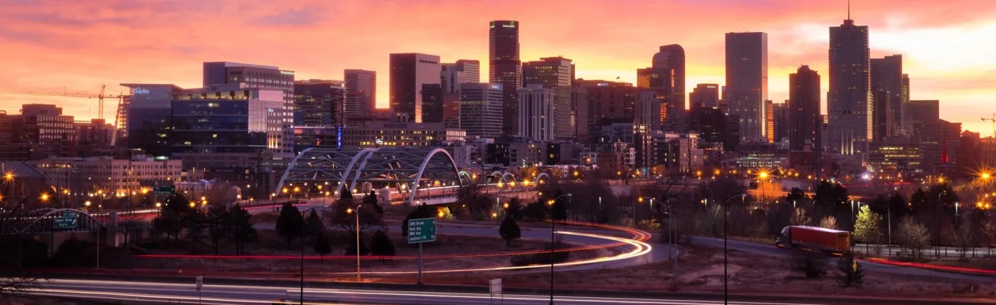 Sunset over skyscrapers