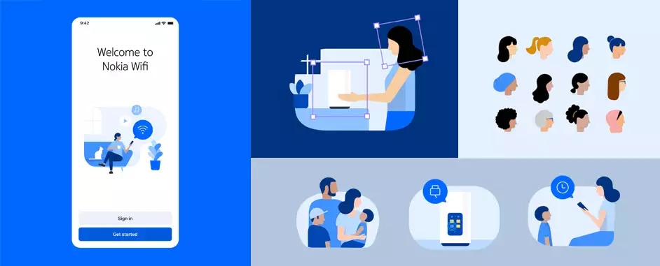 Human – Nokia Pure Design System with Nokia WiFi and Illustrations tool box