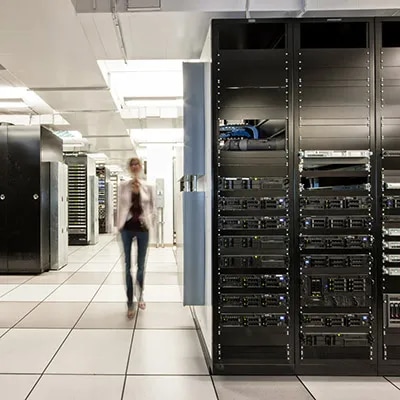Woman in server room