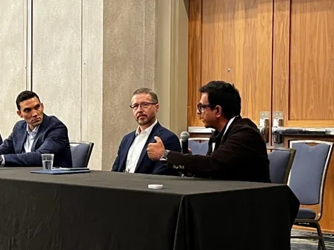 Group of people talking at the panel