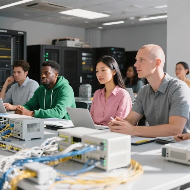 Students in a server room