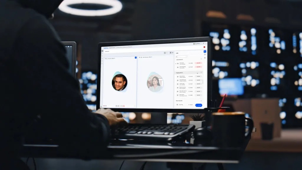 A man working in front of a monitor