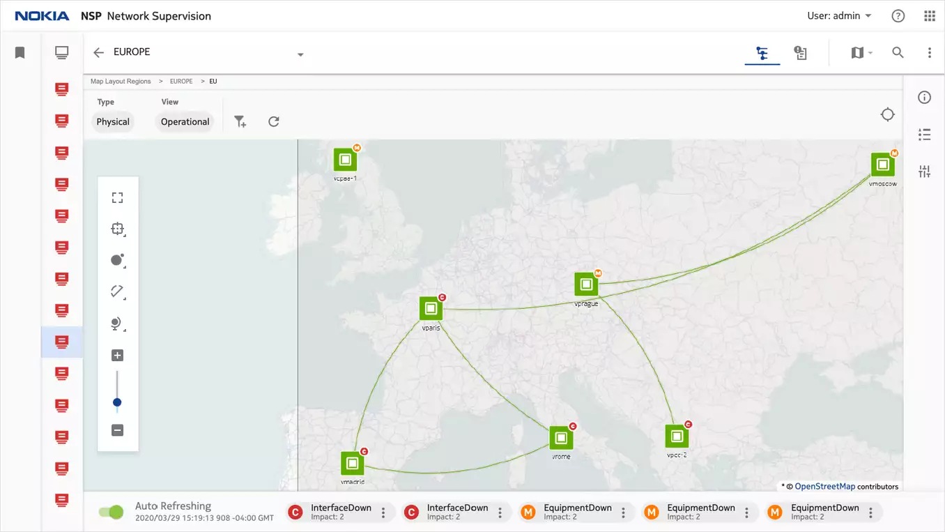 NSP Network Supervision – geo map