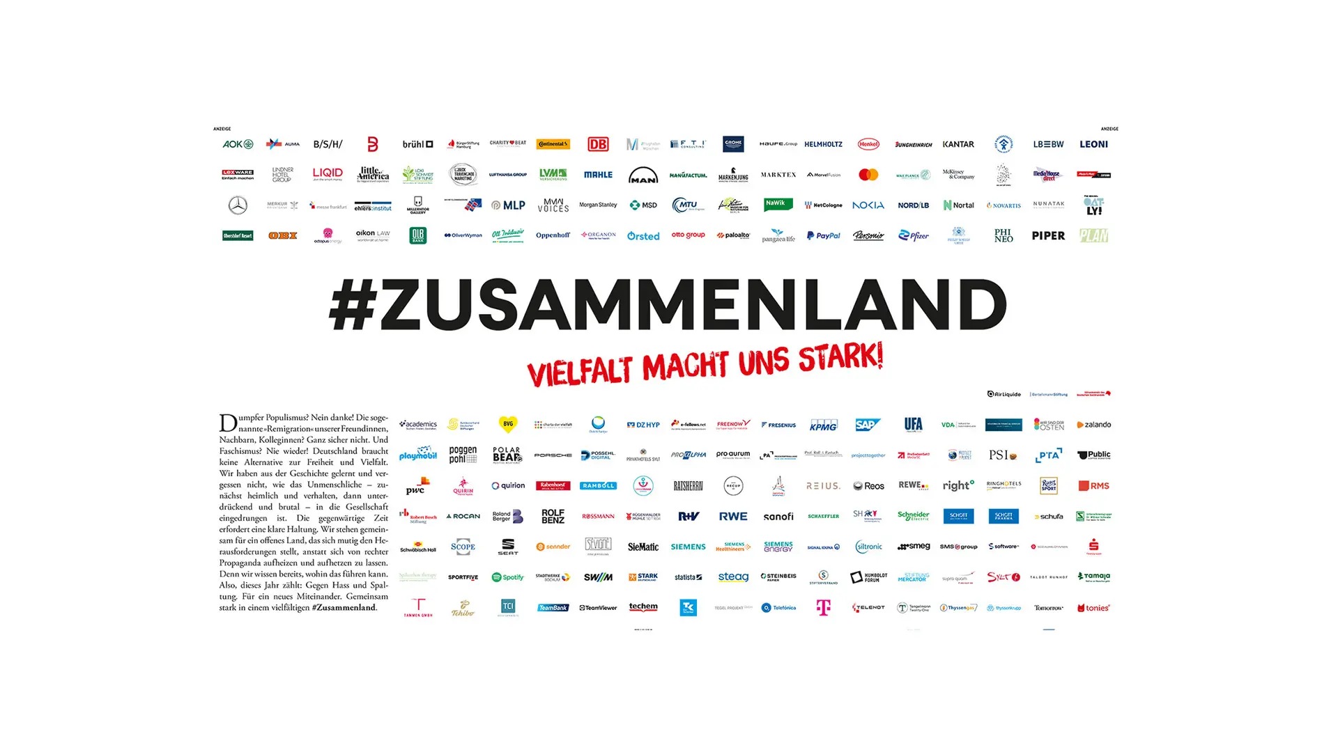 Zusammenland Anzeige