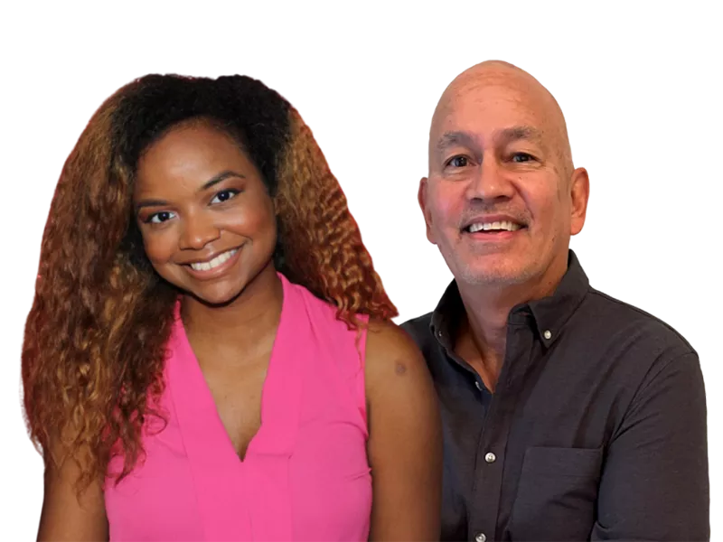 two people smiling