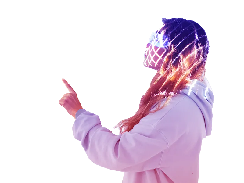 Girl wearing AR glasses