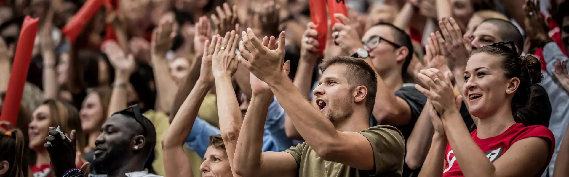 A crowd in a stadium