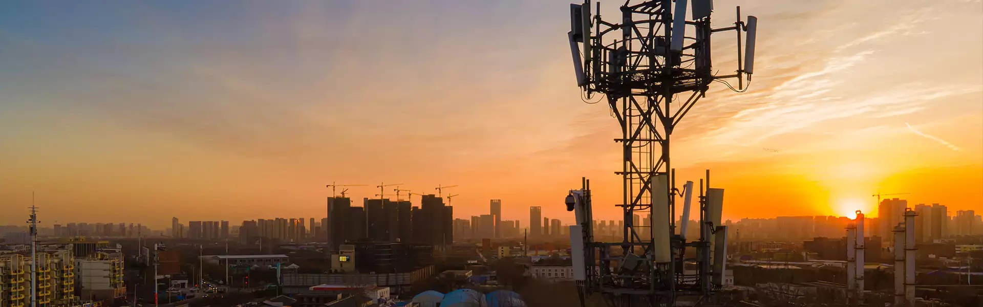 Cellular antennas in a sunset