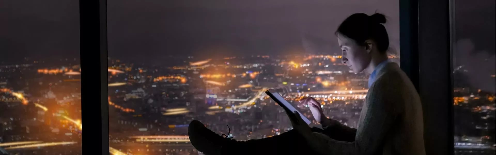 women using table in the night