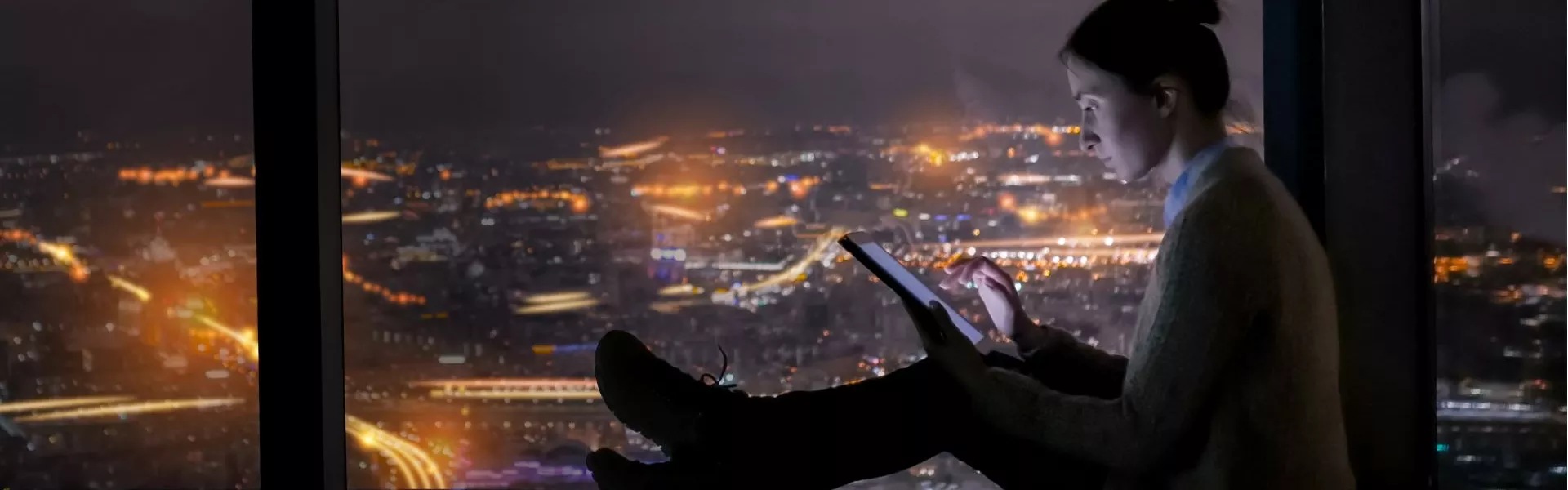 women using table in the night