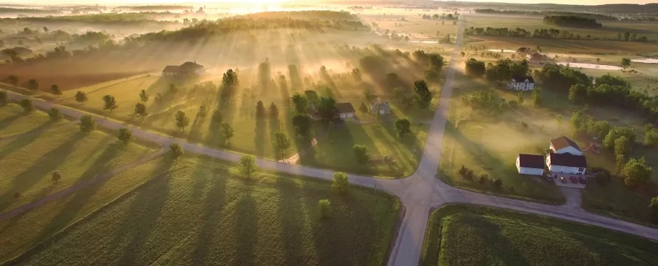 Sunrise over fields