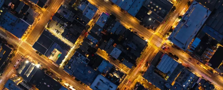 aerial photo of city at night