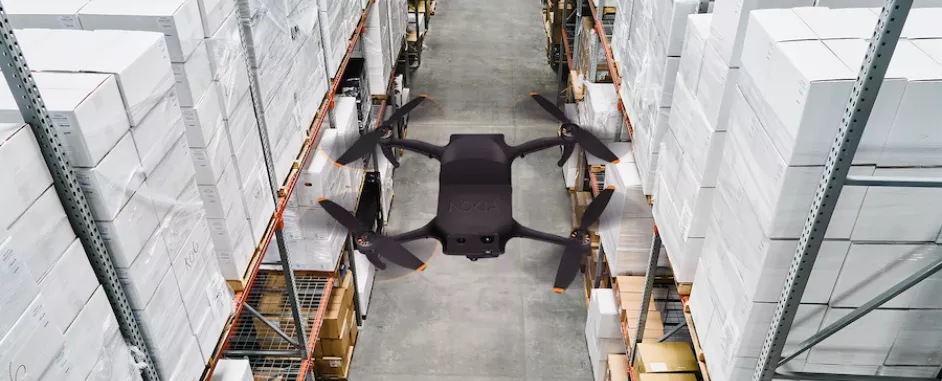 With Nokia AIMS, autonomous drones seamlessly fly though warehouses, scanning inventory and constantly keeping managers up to date.