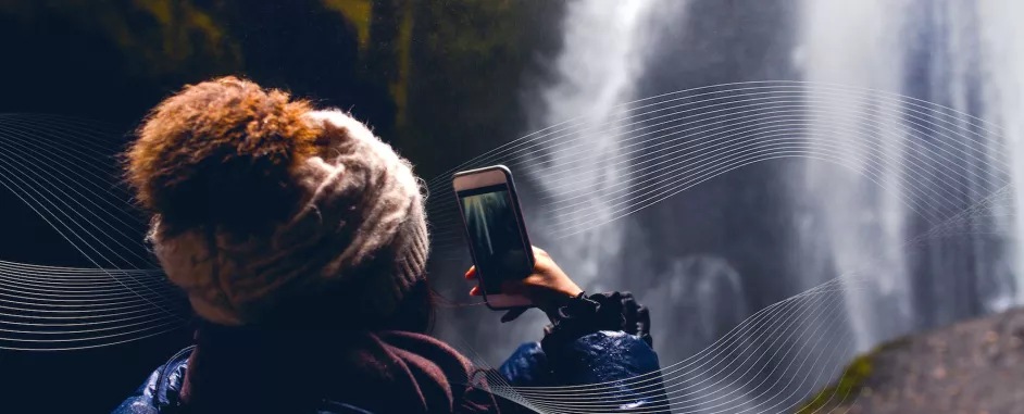 Taking photo of waterfall