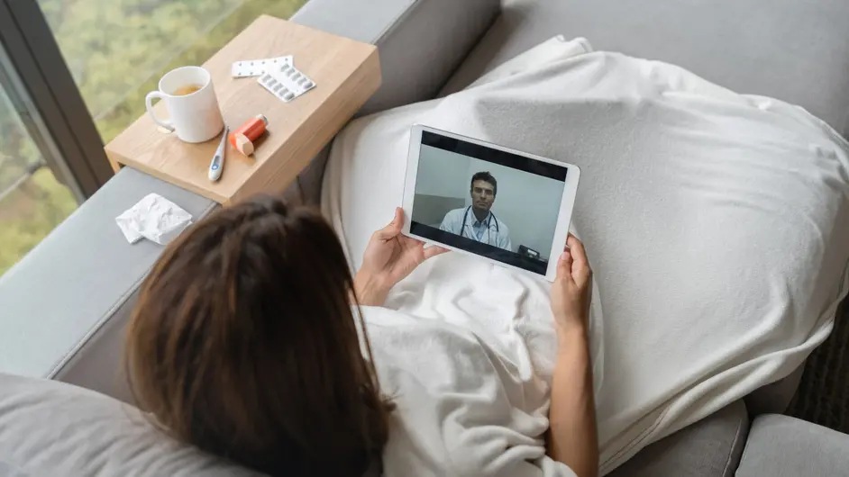 Woman watching a video on a tablet