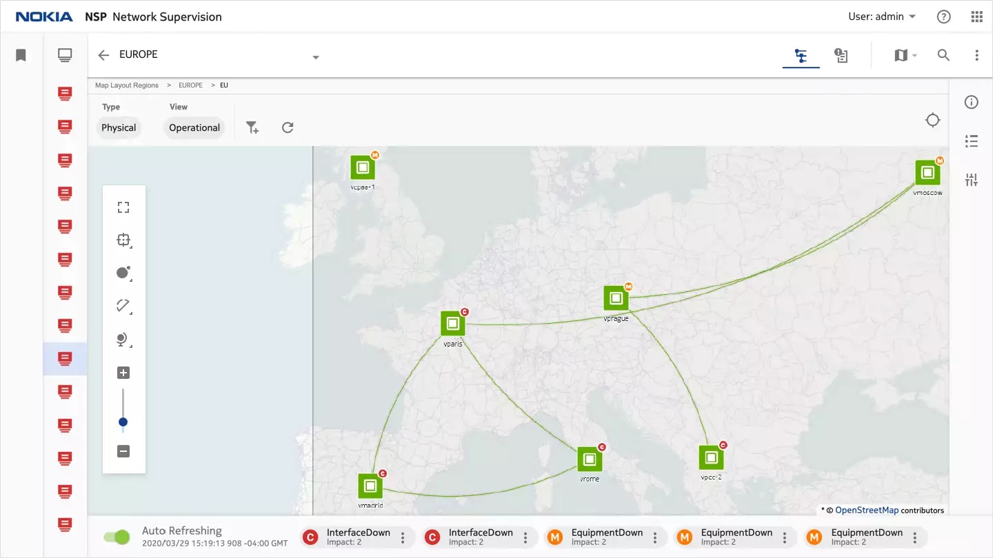 NSP Network Supervision – geo map