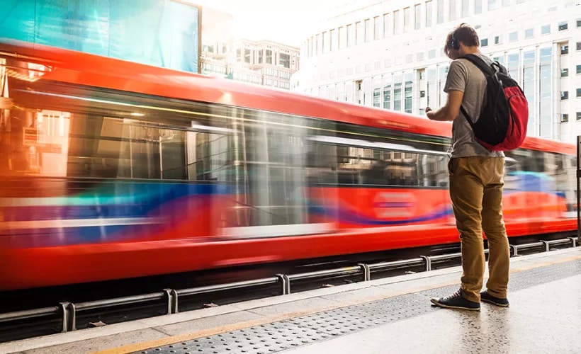 Man waiting for train