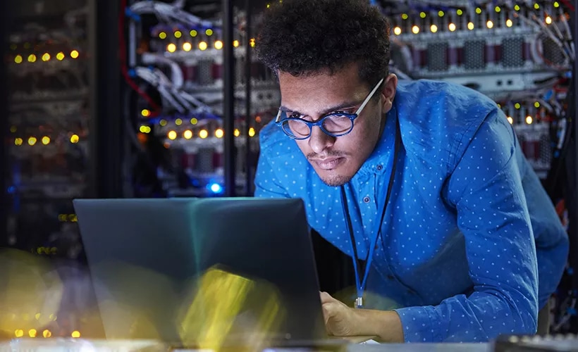 man on computer
