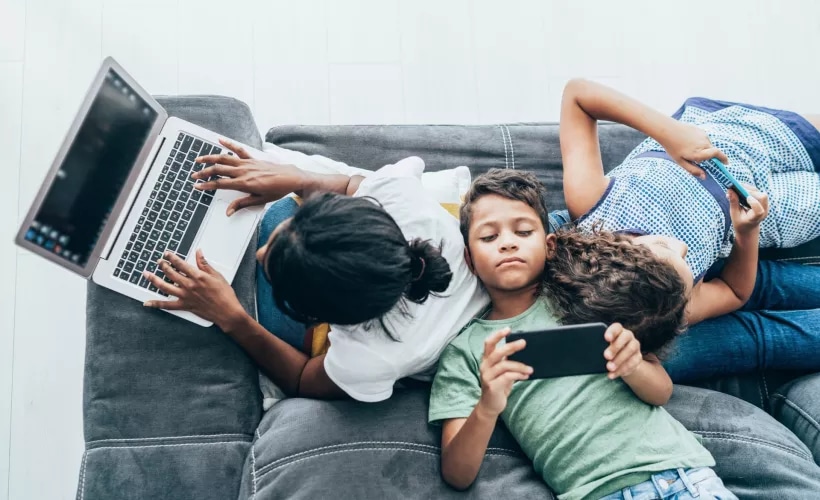 kids on devices