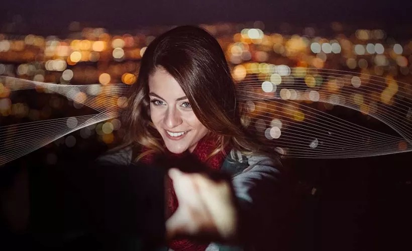 OZO header - woman with graphic background