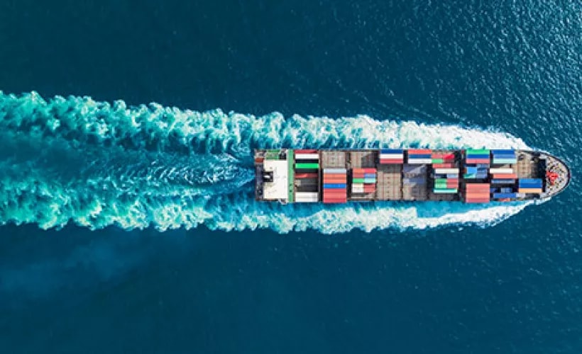 Container ship at sea