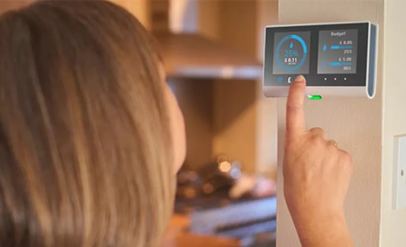 Woman using smart applience