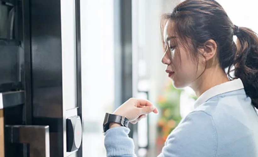Woman using smart watch