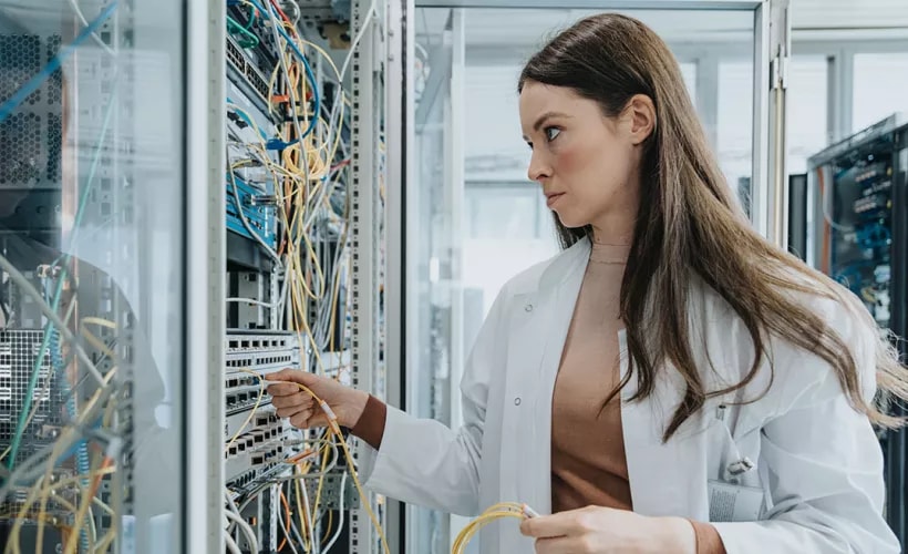 Woman and server