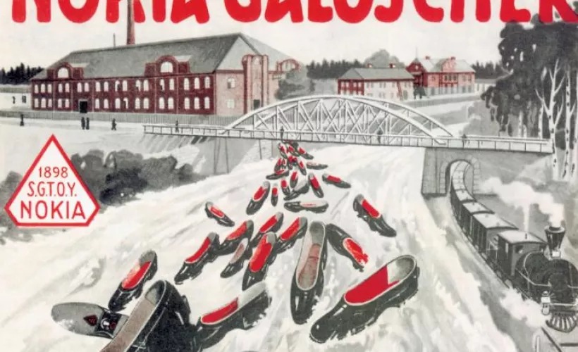 Poster Nokia Galoshes (rubber shoes) in 1905, Finnish Rubber Works Ltd