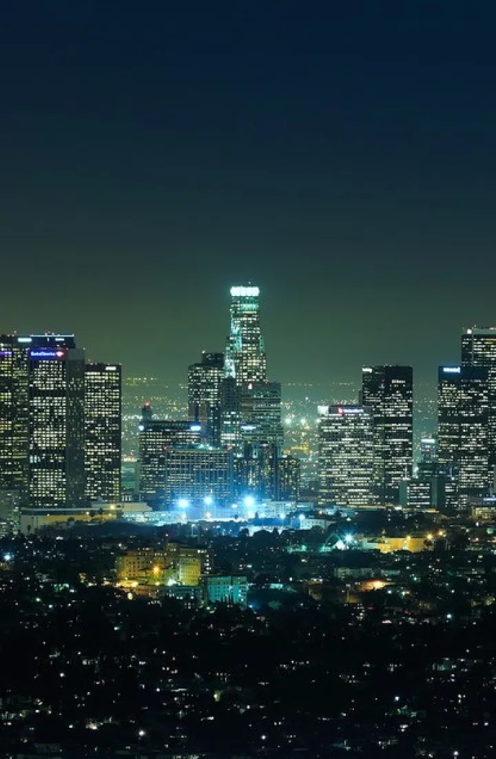 Photo of a city at night