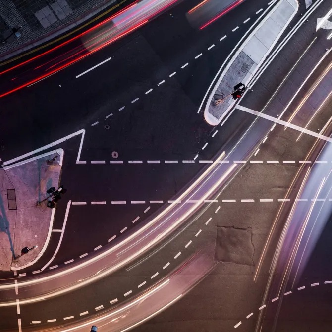 Aerial view of an intersection