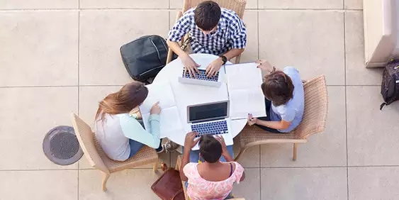 People working image from above