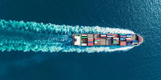 Container ship at sea