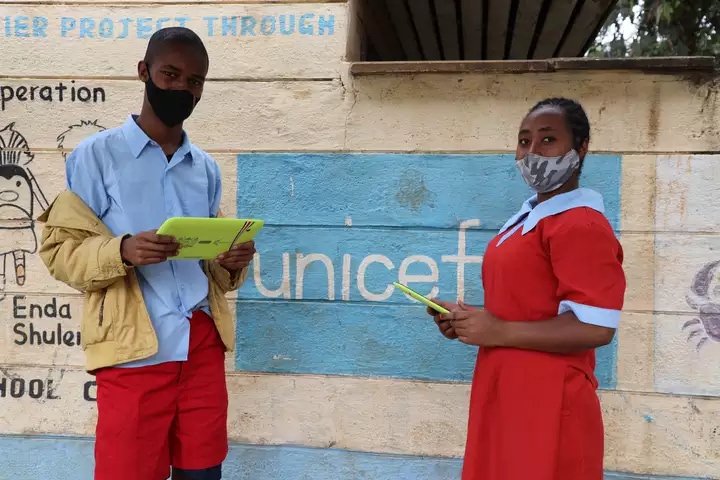Abdi Amdade and Mariam Shaku at Valley Bridge primary school in Mathare