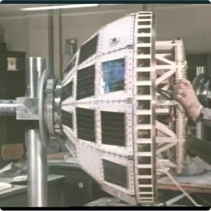 Telstar satellite under construction on laboratory bench