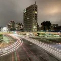 photo of a city street at night