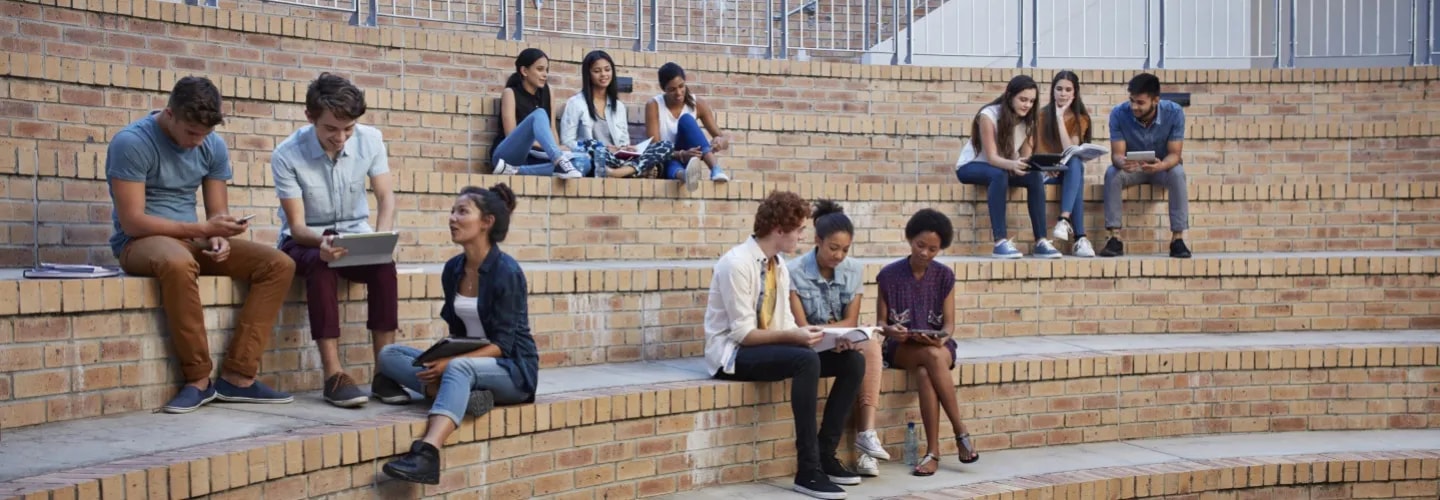 college students groups sitting and talking